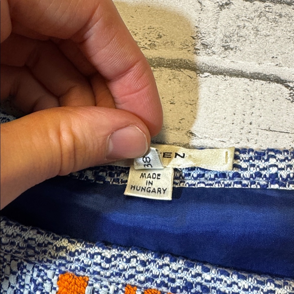 Carven womens 38 orange blue stripe knit cotton blend mini dress EUC - Picture 3 of 7
